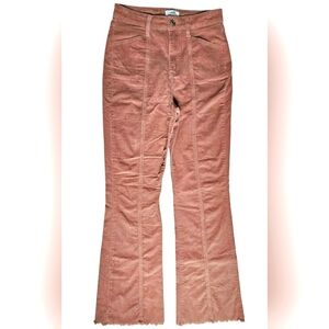 YMI Mauve Pink Soft Stretchy Corduroy Flare Raw Hem Denim Pants High Rise Size 9
